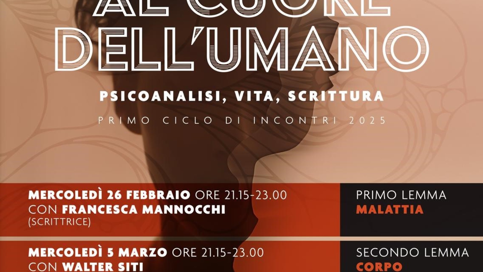 Ciclo "Al cuore dell’umano" : QUATTRO INCONTRI 26/02-05/03-09/04-10/09